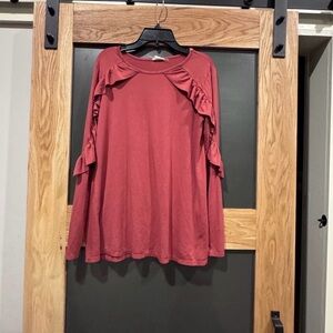 143 Story Rust Ruffle Sleeve Top Small Boutique Long Sleeve
